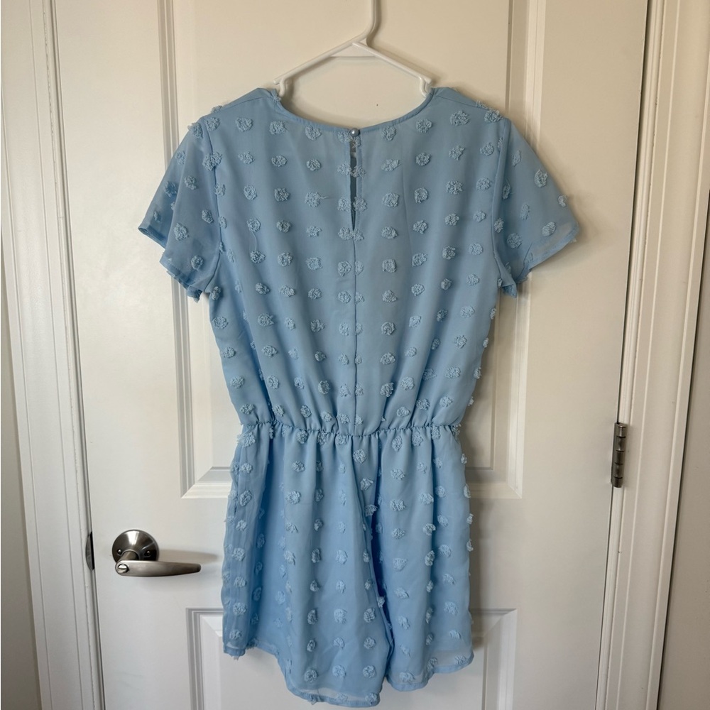 Light Blue Swiss Dot Romper - Picture 5 of 5
